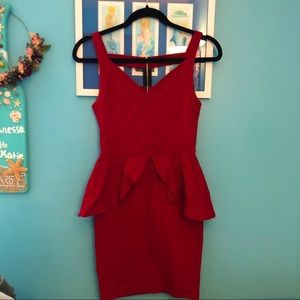 Red peplum dress